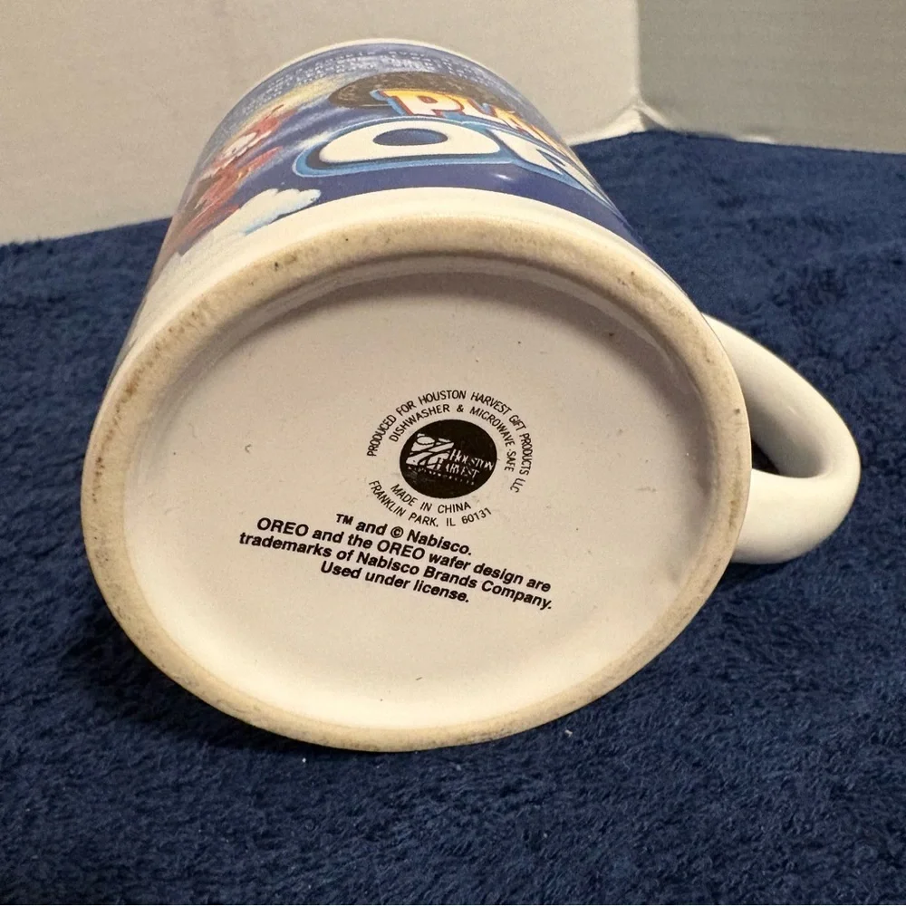 Vtg Planet Oreo Coffee Mug Cup Fun Cookie Facts Blue Space Theme Astronaut Alien